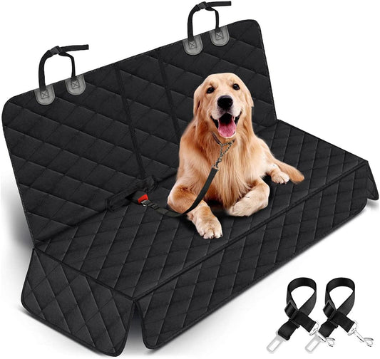 Dog Car Seat Cover - Waterproof Back Seat Protector for Pets, Non-Slip Design with Middle Armrest Fit for Most Cars, Trucks, and SUVs - Black